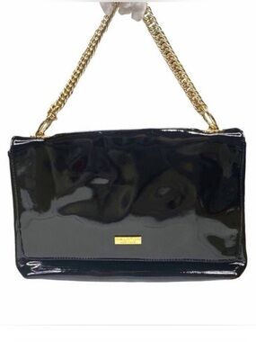 Halston Heritage Carla Black Patent Leather Handbag - 8.5” x 12.25” x 1.75”